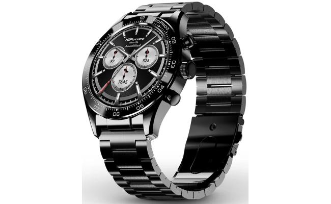 HiFuture Go Pro 2 Smart Watch, Stainless Steel, 1.32"-inch AMOLED Display, Powered by Dual Core Processor & Syntra AI, IP68 Waterproof, 24/7 True heart rate & Blood Oxygen Sensor (the Sixth Generation), up to 10 days daily use - Black
